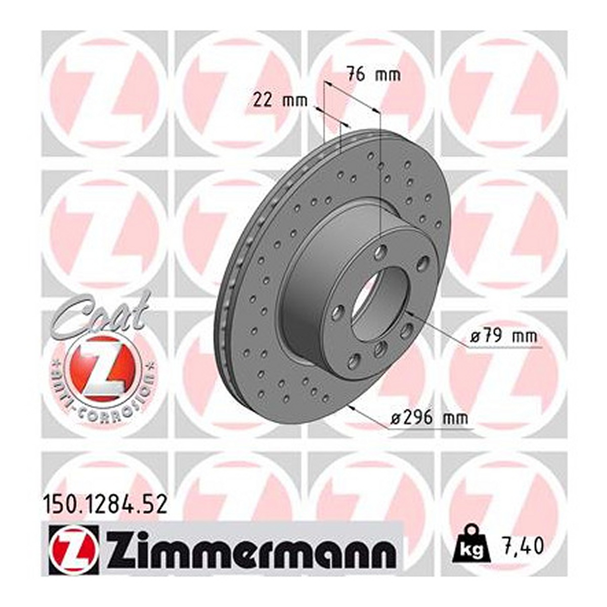Диск гальмівний SPORT Z BMW 5 (E39) 2.5 1995.09-2003.07 ZIMMERMANN (150.1284.52) Zimmermann фото 3