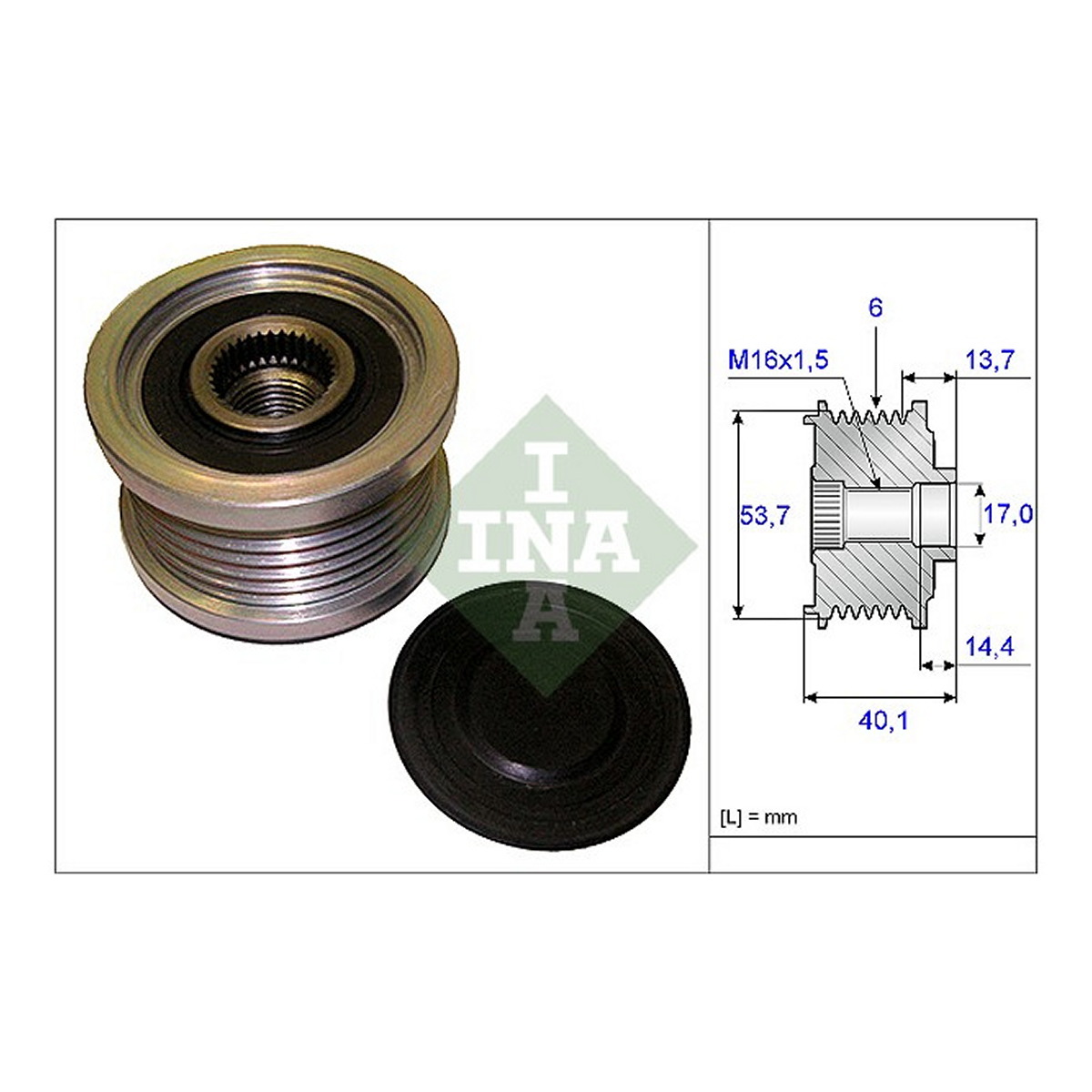 Шків генератора Opel Astra J 1.4-1.6 09-15 Schaeffler INA фото 2