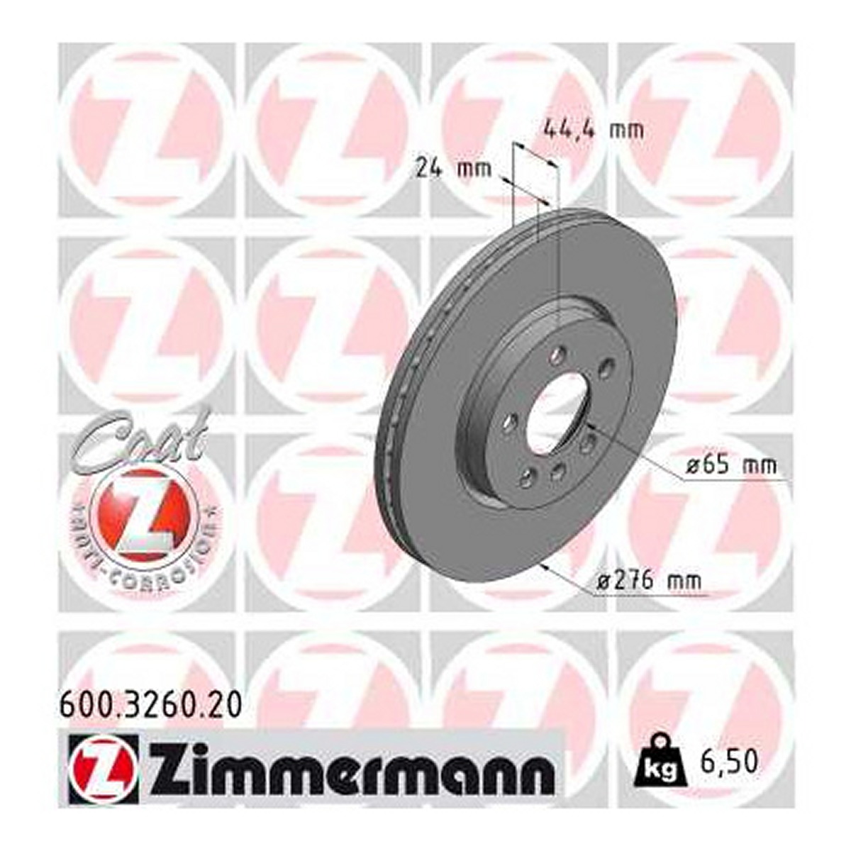 Диск гальмівний SEAT IBIZA V (KJ1, KJG) 1.0 2017.01- ZIMMERMANN (600.3260.20) Zimmermann фото 3