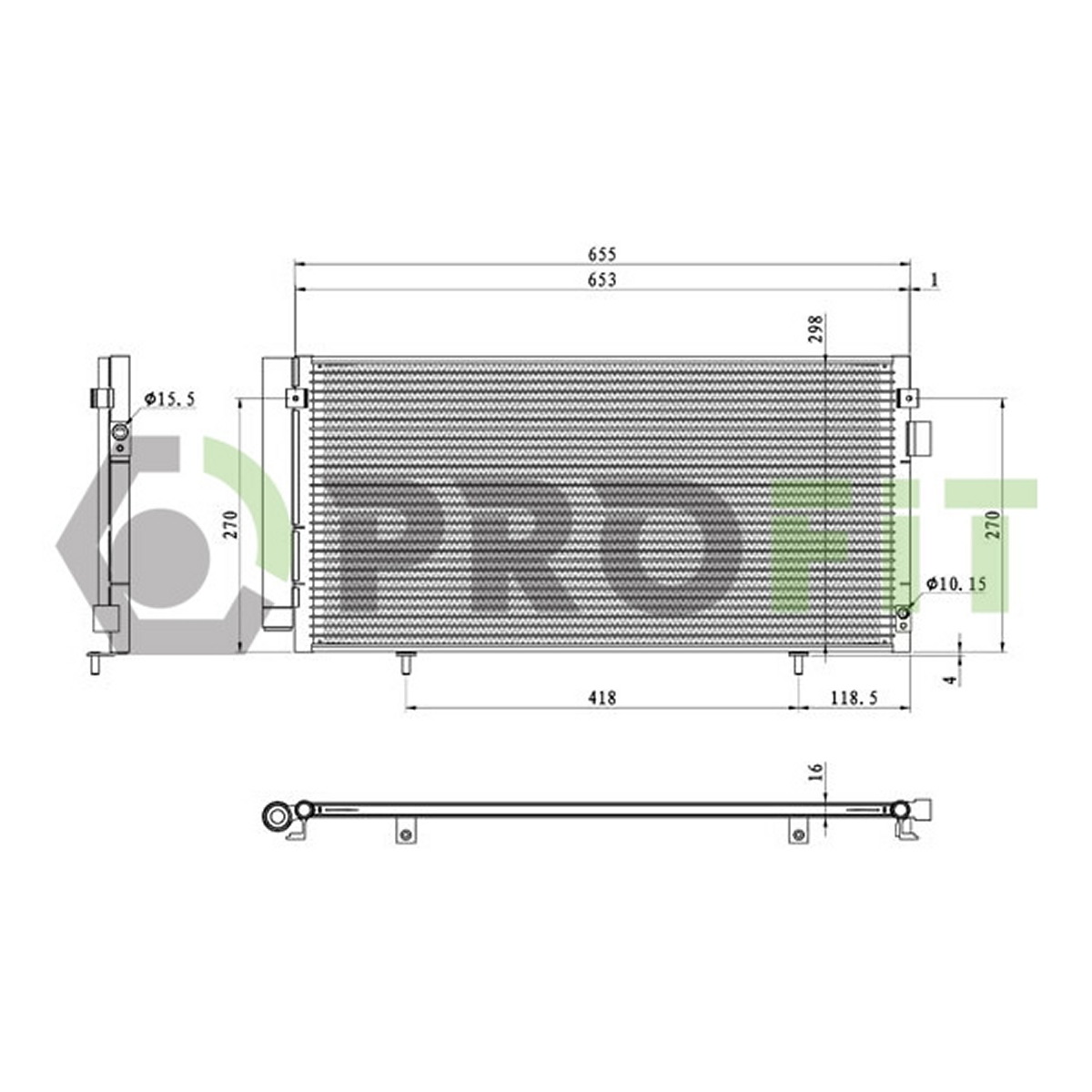 Конденсер кондиціонера SUBARU FORESTER 08-. IMPREZA 08-. XV 12- PROFIT (1770-0260) Profit фото 3