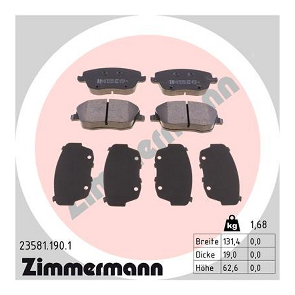Колодки гальмівні дискові VW POLO IV ЛІФТБЕК (9A4, 9A2, 9N2, 9A6) 1.4 2002.09- ZIMMERMANN (23581.190.1) Zimmermann фото 3