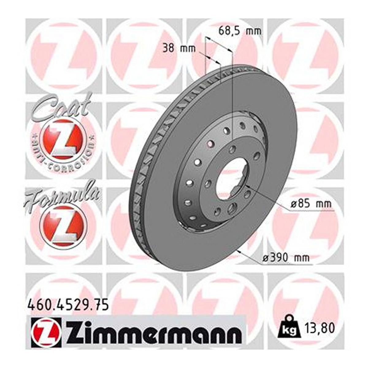 Диск тормозной ПРАВЫЙ FORMULA Z PORSCHE CAYENNE (92A) 3.6 2010.05- ZIMMERMANN (460.4529.75) Zimmermann фото 3