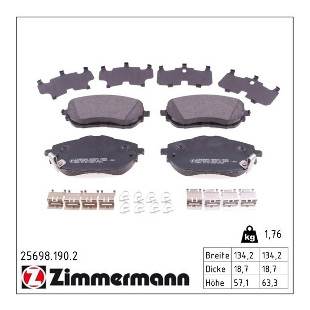 Колодки гальмівні дискові TOYOTA COROLLA ЛІФТБЕК (_E18_, ZRE1_) 1.3 2013.06-2019.08 ZIMMERMANN (25698.190.2) Zimmermann фото 3