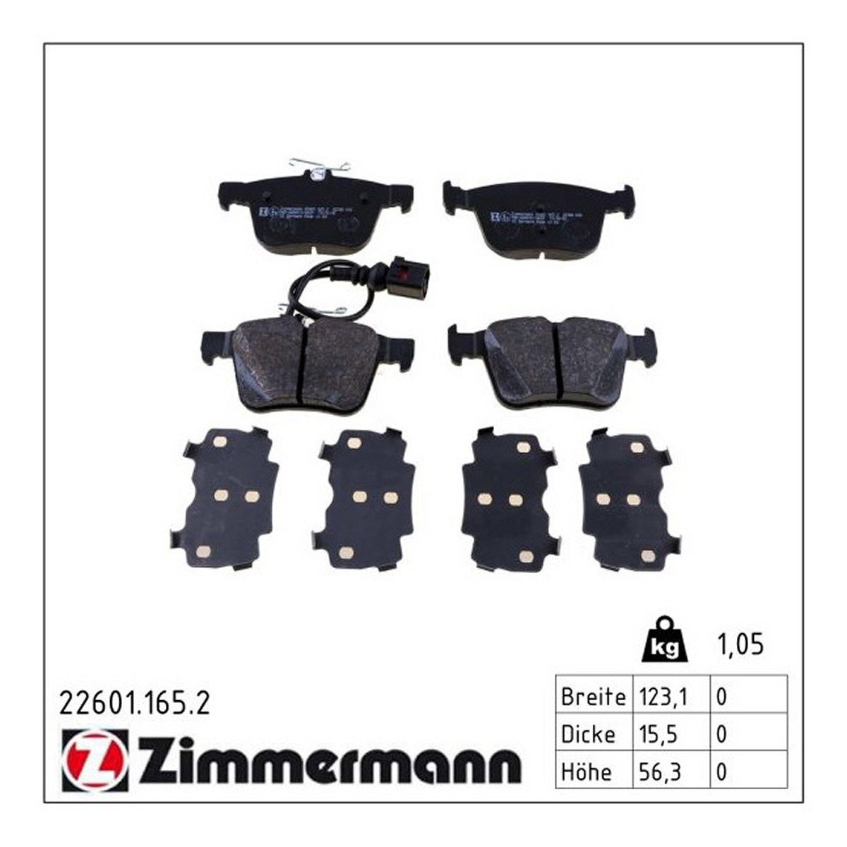 Колодки гальмівні дискові AUDI A3 SPORTBACK (8VA, 8VF) 2.5 2012.09-2020.10 ZIMMERMANN (22601.165.2) Zimmermann фото 3