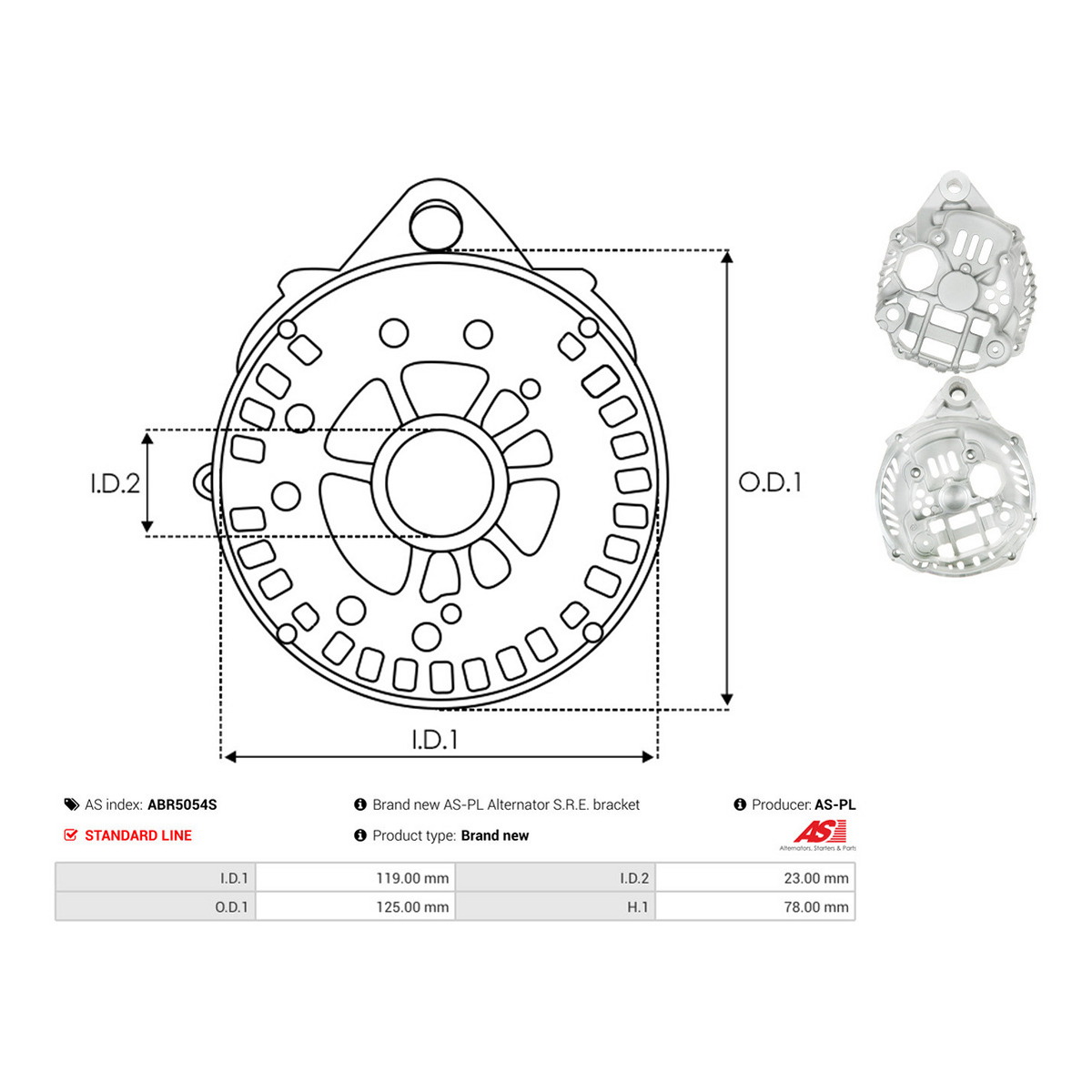 Кришка генератора ABR5054S PL AS AS фото 3