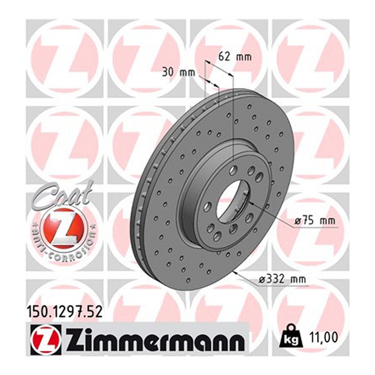 Диск гальмівний SPORT Z BMW X5 (E53) 3.0 2000.01-2006.12 ZIMMERMANN (150.1297.52) Zimmermann фото 3