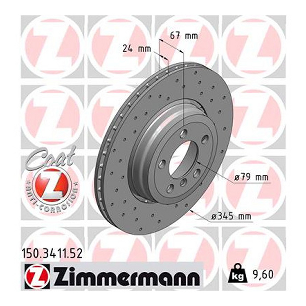 Диск гальмівний SPORT Z BMW 7 (E65, E66, E67) 4.4 2001.07-2009.12 ZIMMERMANN (150.3411.52) Zimmermann фото 3