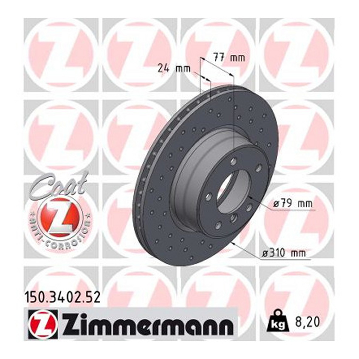 Диск гальмівний SPORT Z BMW 5 (E60) 2.012.12-2010.03 ZIMMERMANN (150.3402.52) Zimmermann фото 3
