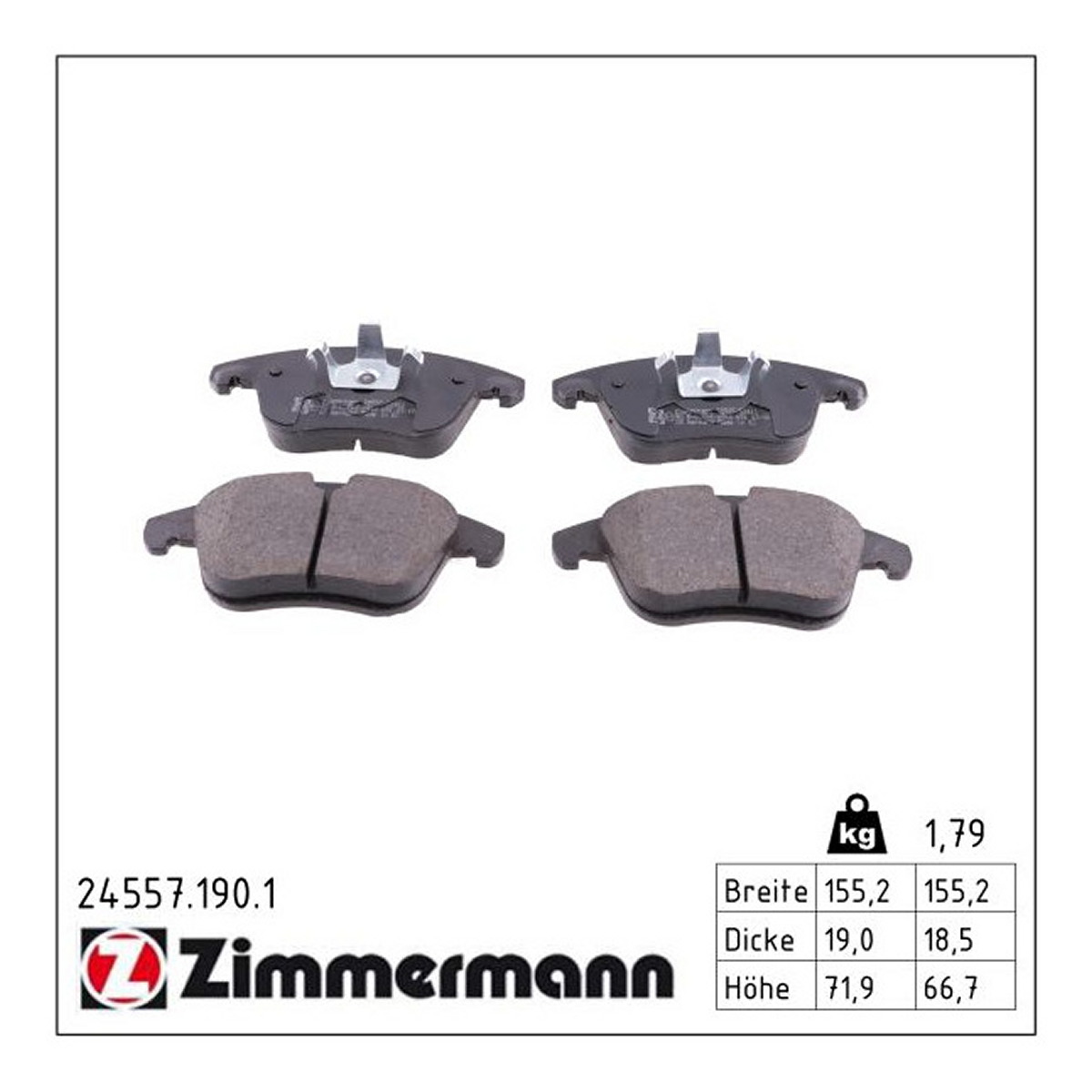 Колодки гальмівні дискові CITROEN C4 GRAND PICASSO I (RU_) 2.0 2006.10-2013.12 ZIMMERMANN (24557.190.1) Zimmermann фото 3