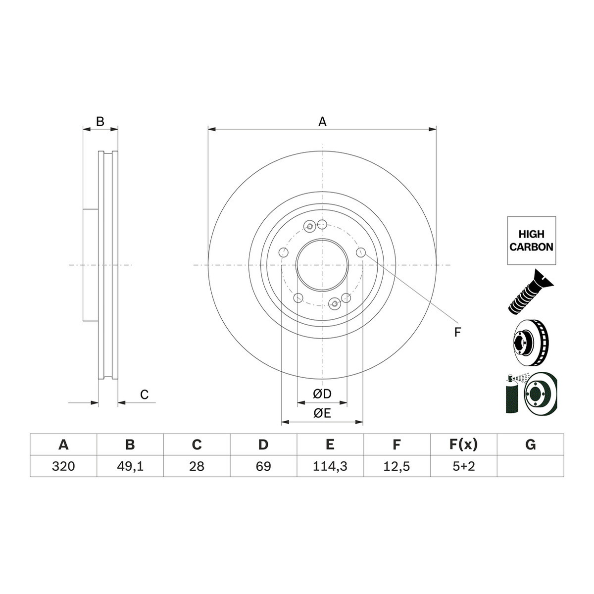 Диск гальмівний HYUNDAI SANTA FE III (DM, DMA) 2.2 2012.09- BOSCH (0986479F35) Bosch фото 6