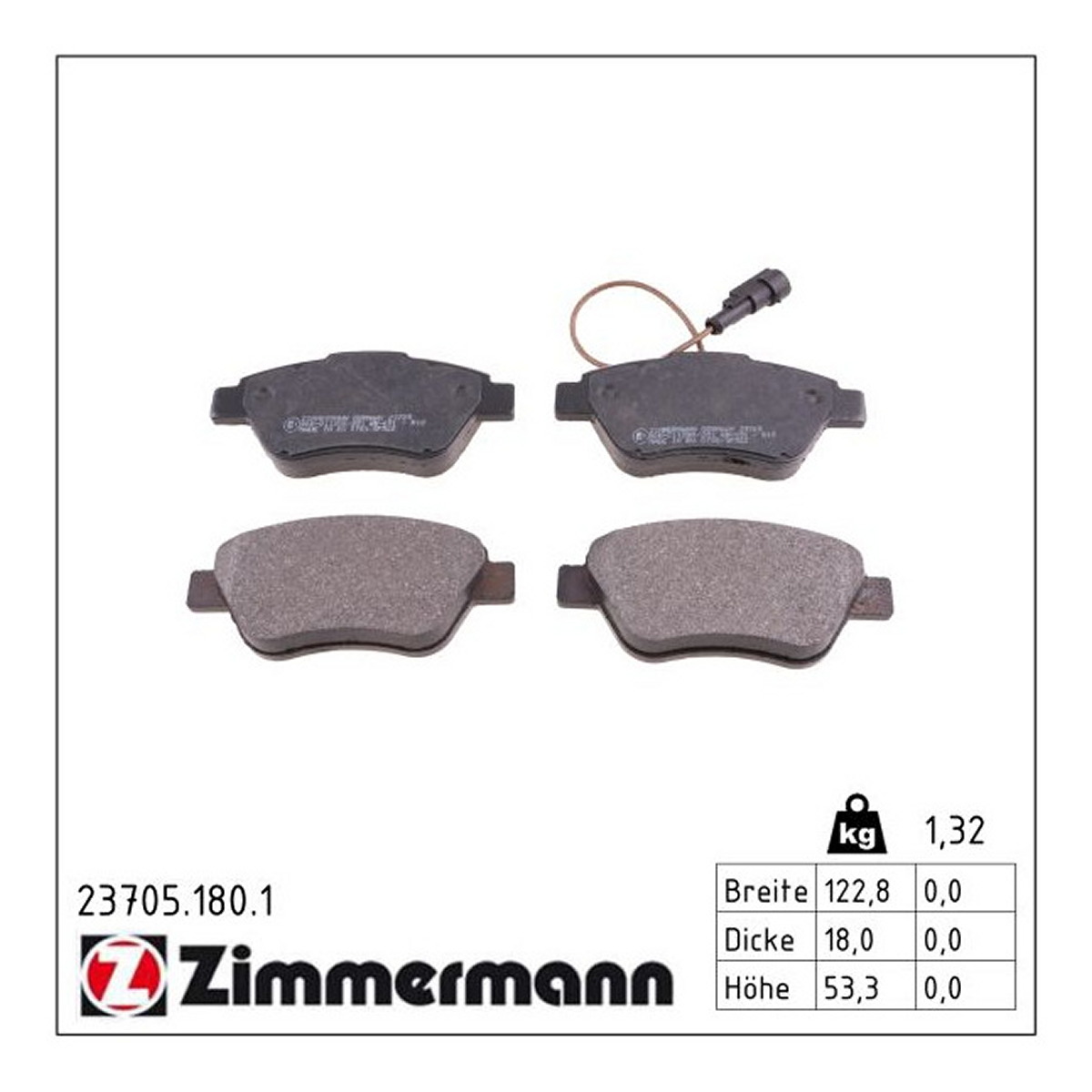 Колодки гальмівні дискові FIAT DOBLO ФУРГОН/МІНИВЕН (223_) 1.4 2000.11- ZIMMERMANN (23705.180.1) Zimmermann фото 3