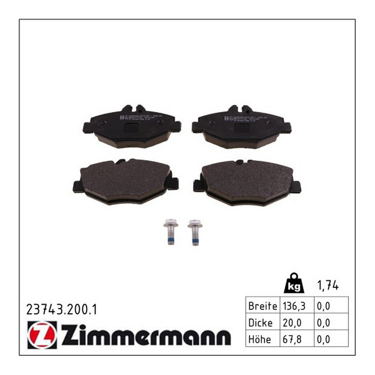 Колодки гальмівні дискові MB E-CLASS (W211) 1.8 2002.03-2009.03 ZIMMERMANN (23743.200.1) Zimmermann фото 3