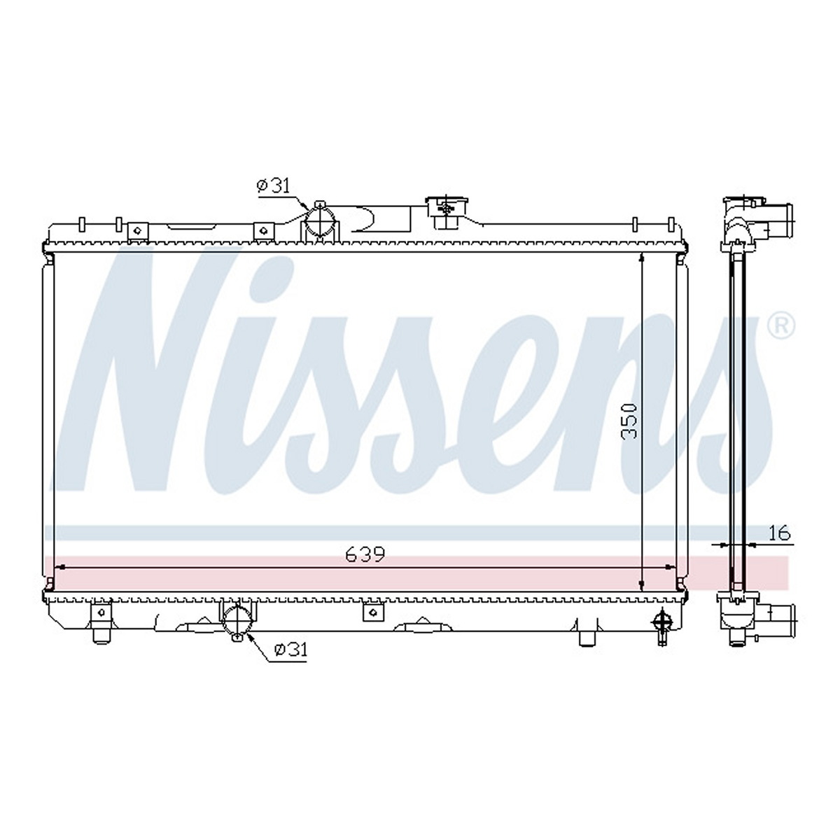 Радіатор охолоджування TOYOTA COROLLA 1,3/1,4 97- NISSENS (64786A) Nissens фото 10