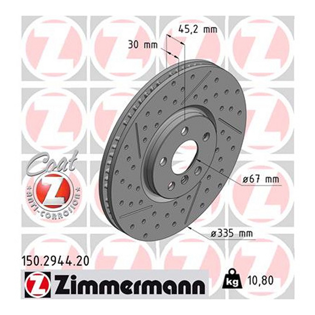 Диск гальмівний MINI MINI (F56) 1.5 2013.12- ZIMMERMANN (150.2944.20) Zimmermann фото 3