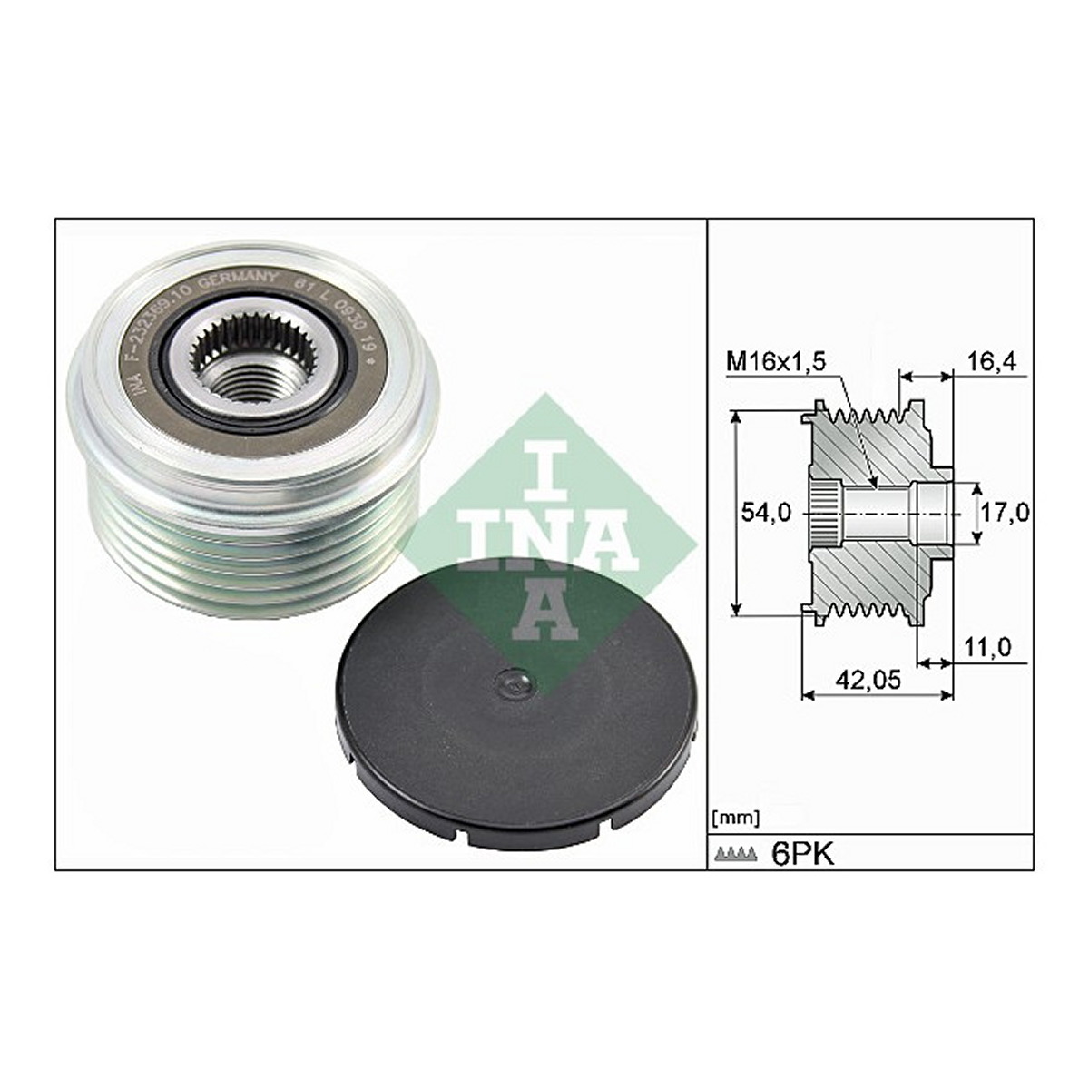 Шків генератора Land Rover Discovery/Range Rover 2.2D 11- Schaeffler INA фото 2