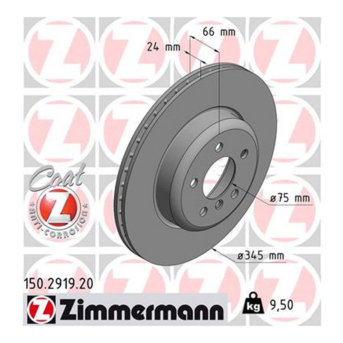 Диск гальмівний BMW 3 (F30, F80) 2.0 2011.11-2018.10 ZIMMERMANN (150.2919.20) Zimmermann фото 3