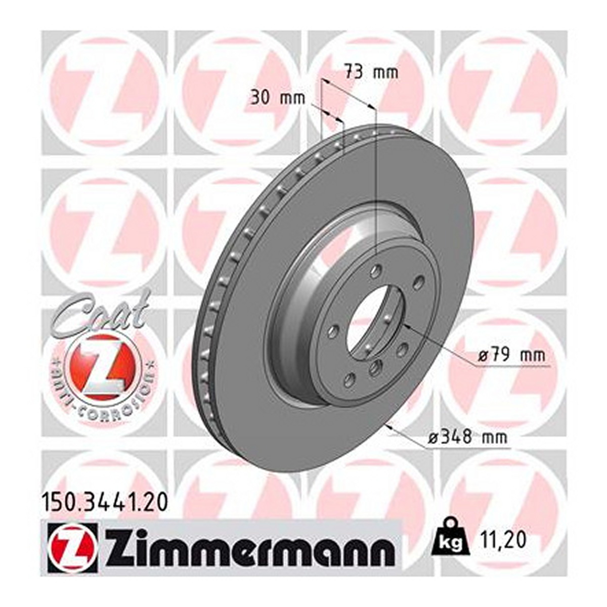 Диск гальмівний BMW X1 (E84) 2.0 2009.03-2015.06 ZIMMERMANN (150.3441.20) Zimmermann фото 3