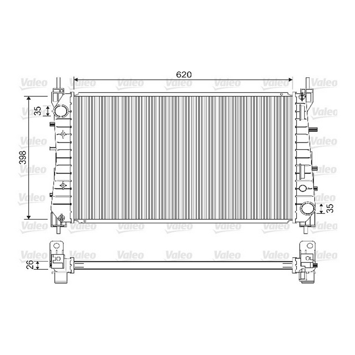 Радіатор охолодження FIAT LINEA (323_, 110_) 1.4 2007.05 — 1.4 T-JET (323AXC1A) 198 A4 VALEO (733203) Valeo фото 4