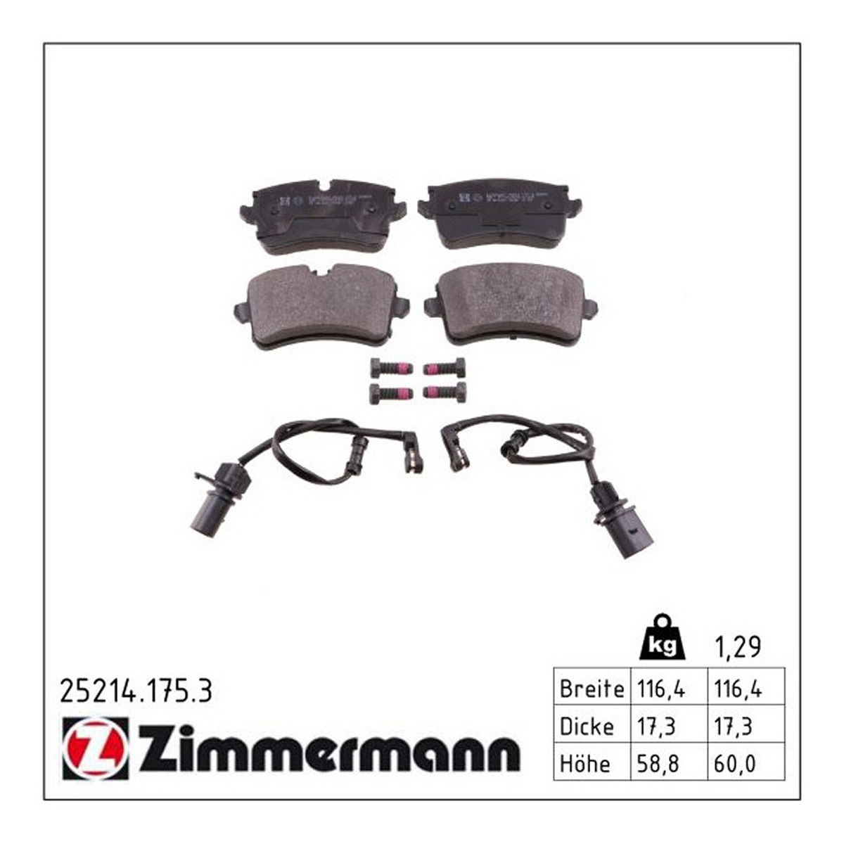 Колодки гальмівні дискові AUDI A8 D4 (4H2, 4H8, 4HC, 4HL) 3.0 2009.11-2018.01 ZIMMERMANN (25214.175.3) Zimmermann фото 3