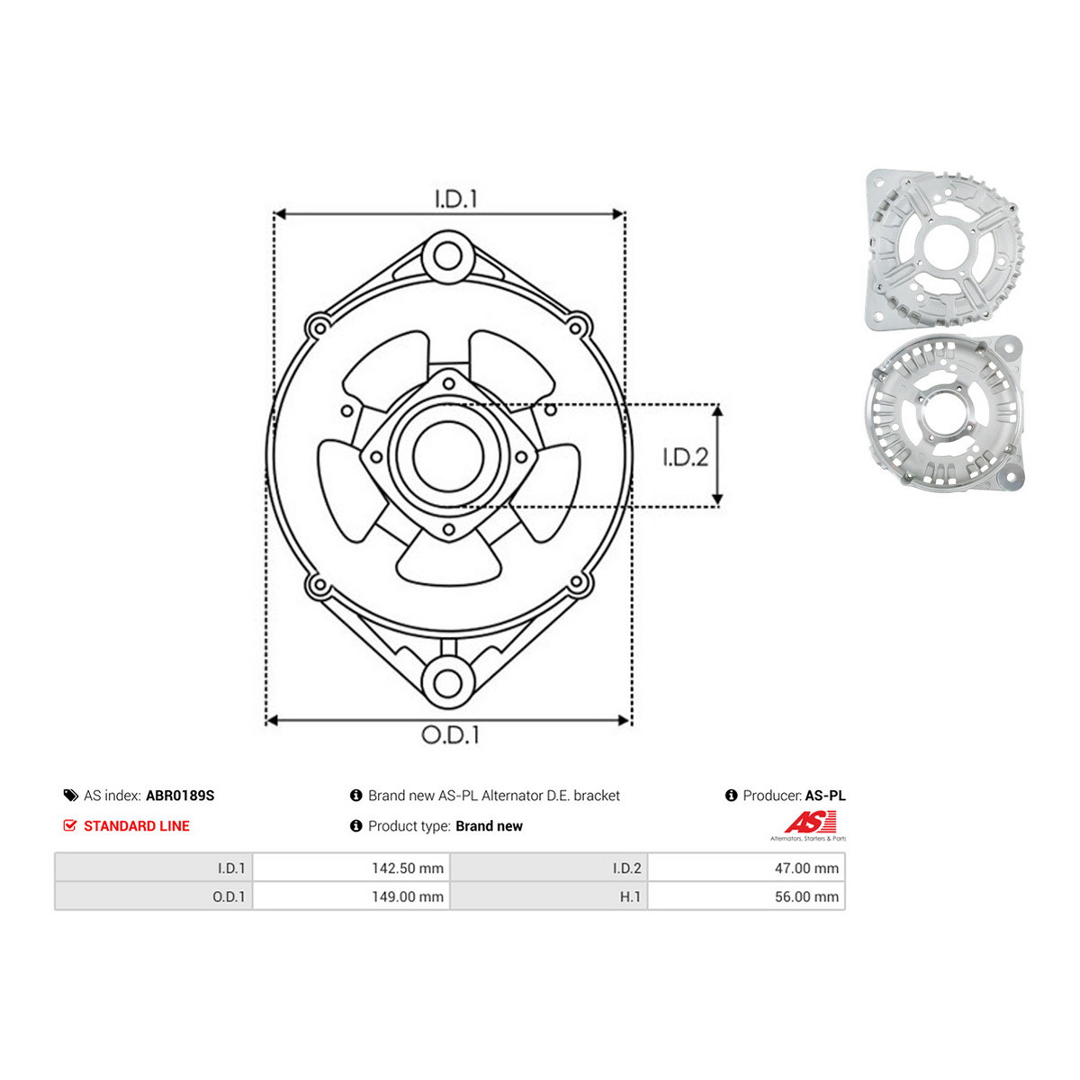 Кришка генератора ABR0189S PL AS AS фото 3