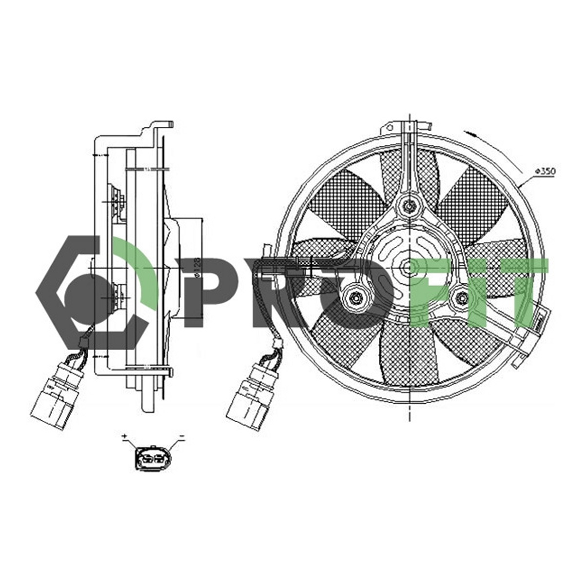Вентилятор радіатора AUDI A6 97-05. A8 96-02. VW PASSAT 00-05 PROFIT (1850-0004) Profit фото 3