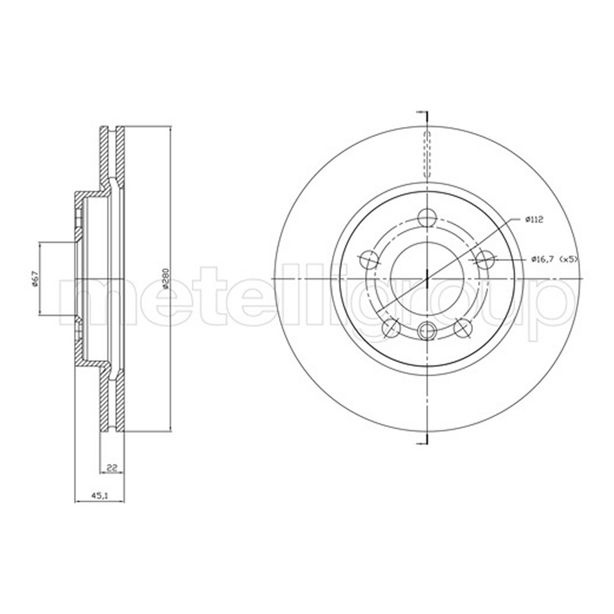 Диск гальмівний MINI MINI (F56) 1.5 2013.12- METELLI (23-1770C) Metelli фото 3