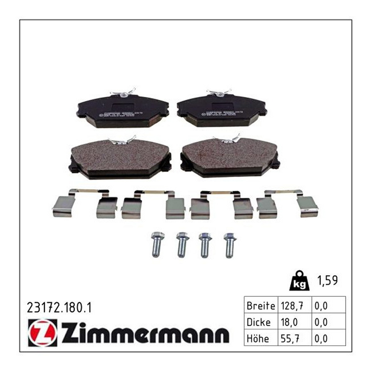 Колодки гальмівні дискові RENAULT SCENIC I MinИВЕН (JA0/1_, FA0_) 2.0 1999.08-2010.07 ZIMMERMANN (23172.180.1) Zimmermann фото 3