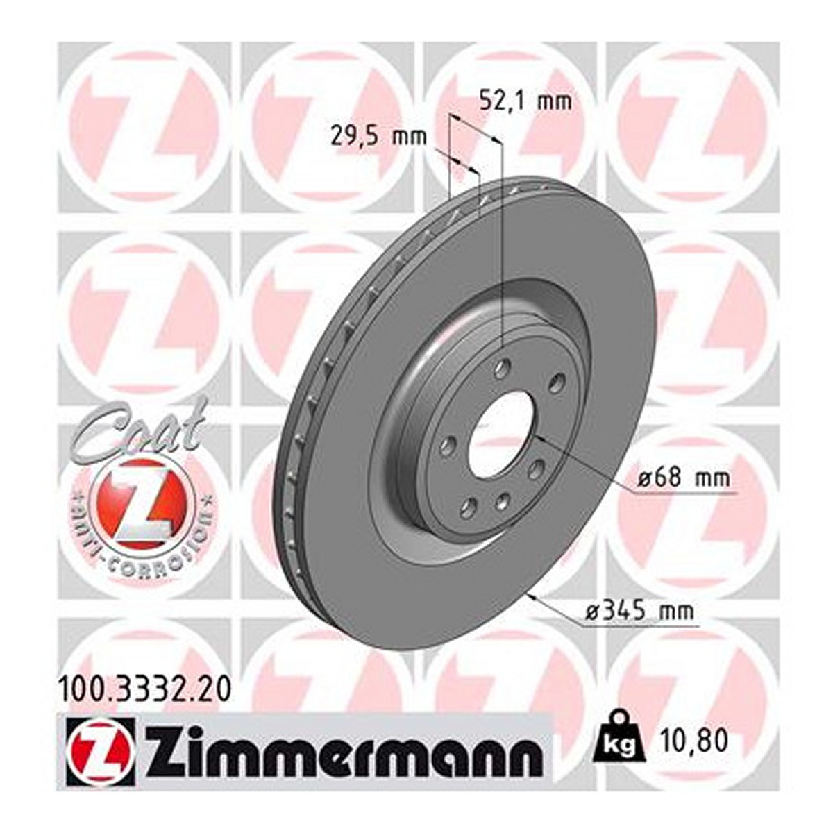 Диск гальмівний AUDI Q5 (8RB) 2.0 2008.11-2017.12 ZIMMERMANN (100.3332.20) Zimmermann фото 3
