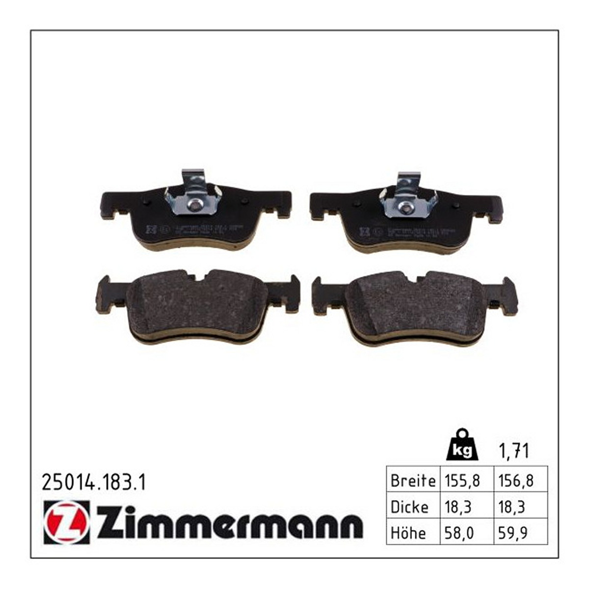Колодки гальмівні дискові BMW 1 (F21) 1.5 2011.12- ZIMMERMANN (25014.183.1) Zimmermann фото 3
