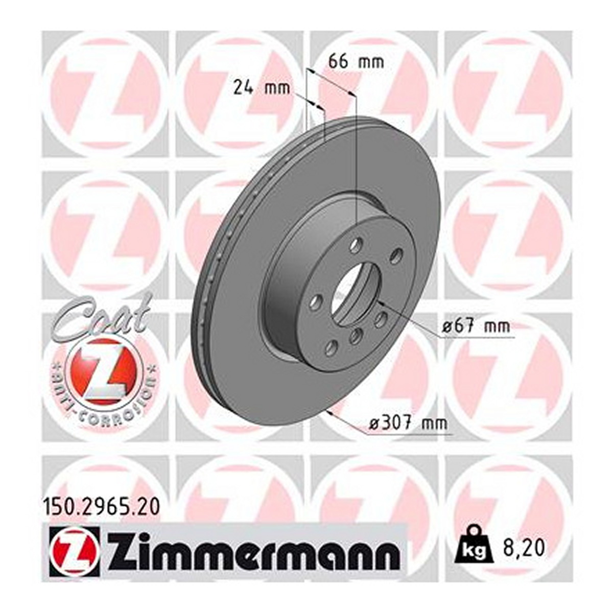 Диск гальмівний BMW 3 (G20, G80, G28) 2.0 2018.11- ZIMMERMANN (150.2965.20) Zimmermann фото 3