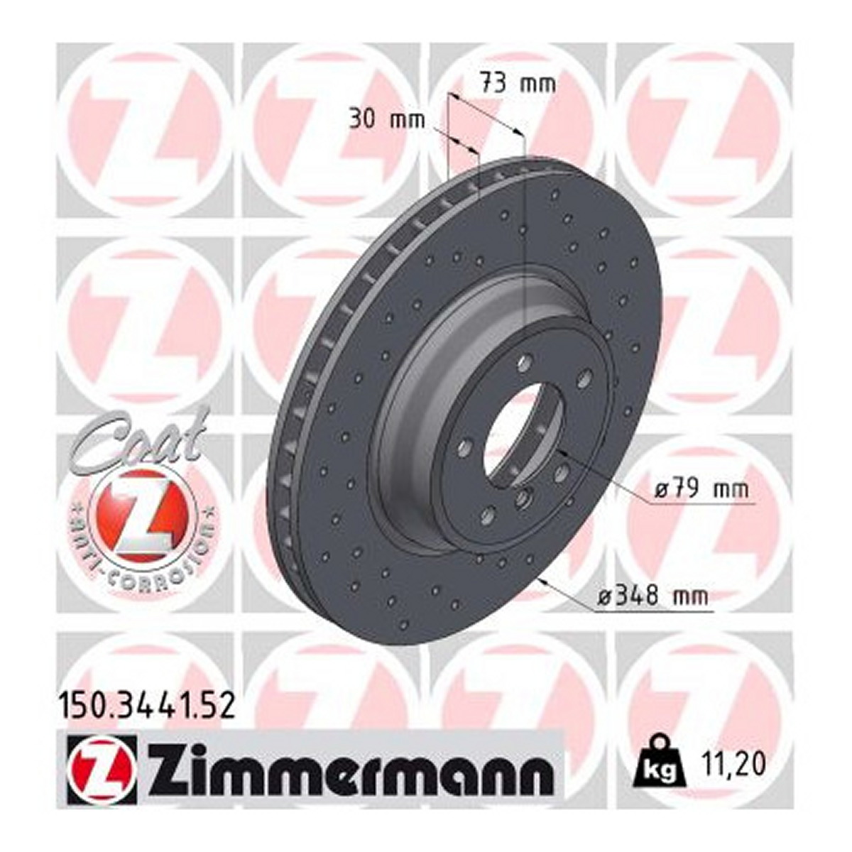 Диск гальмівний SPORT Z BMW X1 (E84) 2.0 2009.03-2015.06 ZIMMERMANN (150.3441.52) Zimmermann фото 3