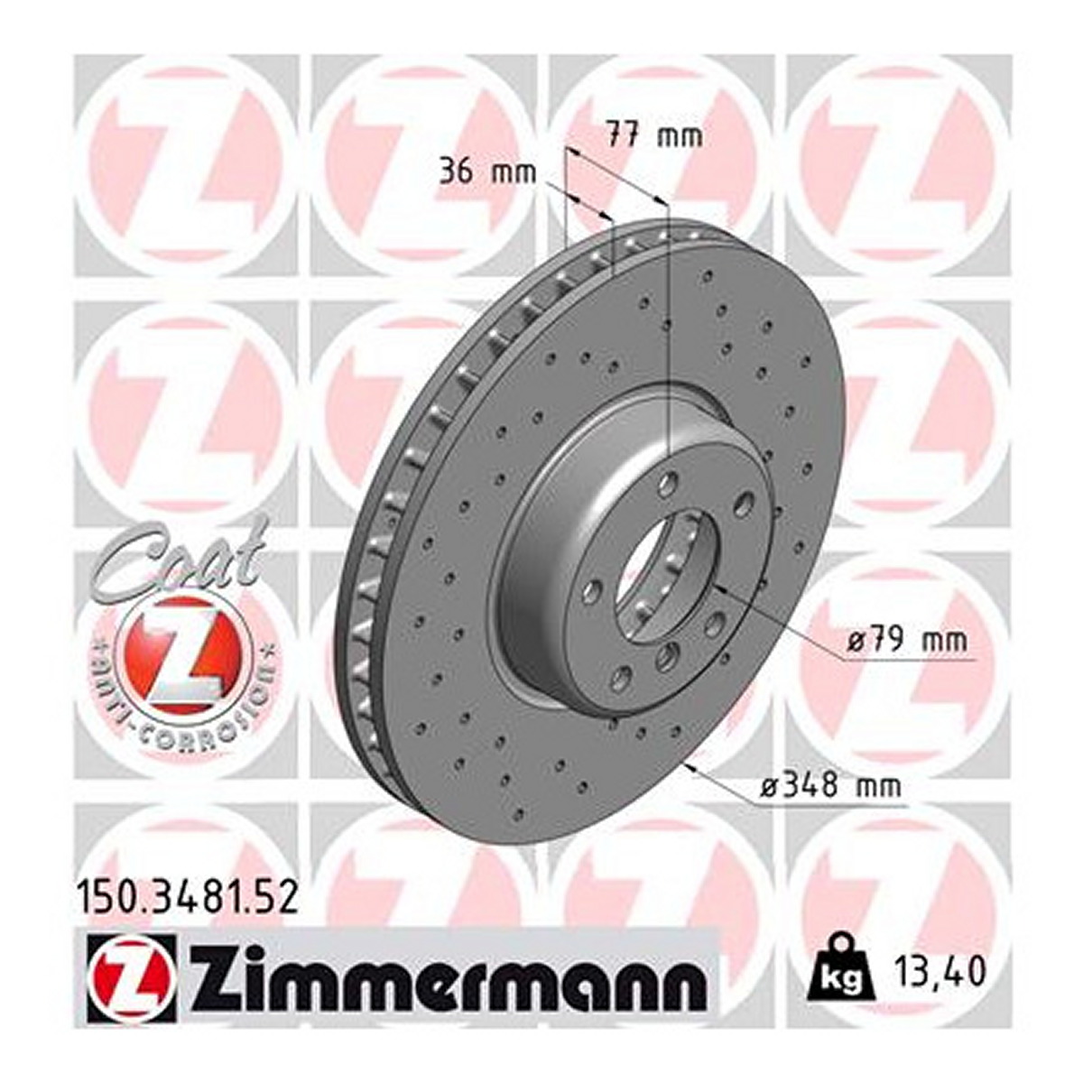 Диск гальмівний SPORT Z BMW 5 (E60) 3.012.12-2010.03 ZIMMERMANN (150.3481.52) Zimmermann фото 3