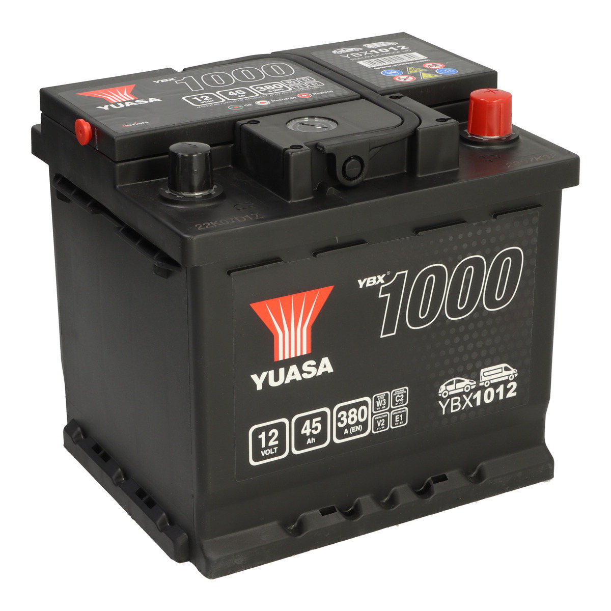 Акумулятор YUASA 12В 45Агод./380А YBX1000 CaCa (R+ стандартні клеми) 207x175x190 (пусковий) фото 5