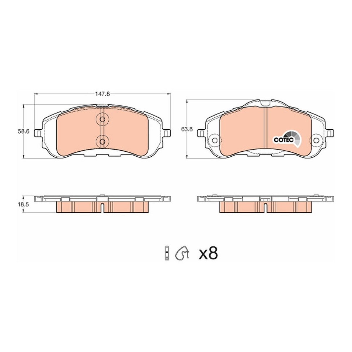 Комплект гальмівних колодок передн , CITROEN BERLINGO, OPEL ASTRA L, COMBO, PEUGEOT 308, 308 II, 308 III, PARTNER, RIFTER, TOYOTA PROACE CITY 1.2-Electric 09.13- фото 9