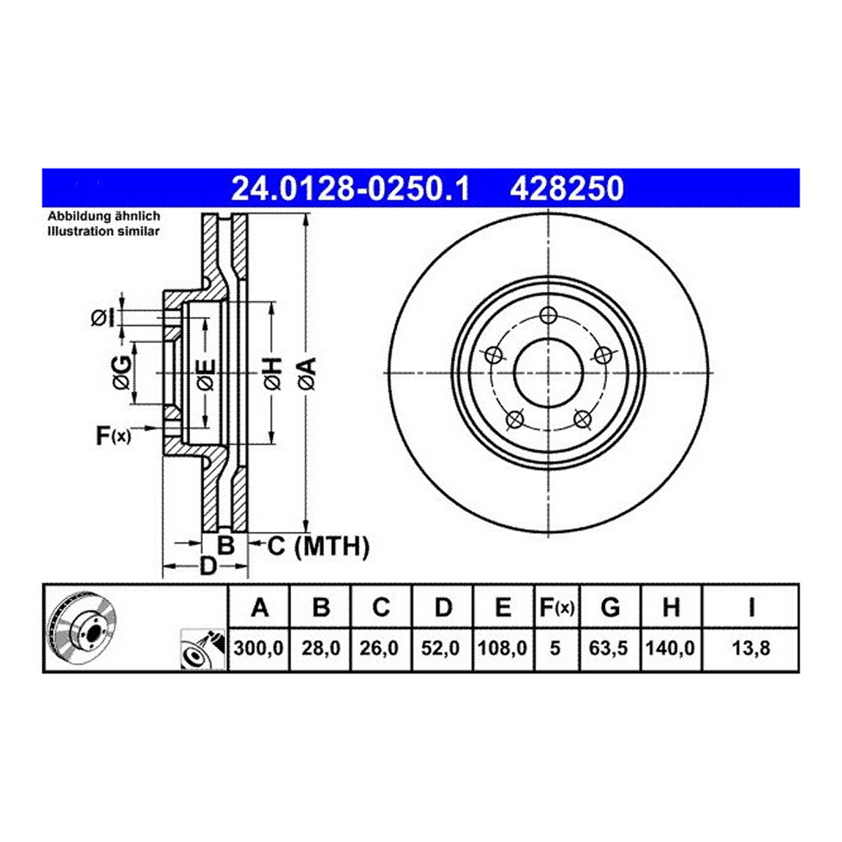 Диск гальмівний передн лів/прав VOLVO S60 II, S80 II, V60 I, FORD MONDEO III, MONDEO IV 1.6-2.5 10.00-01.15 фото 5