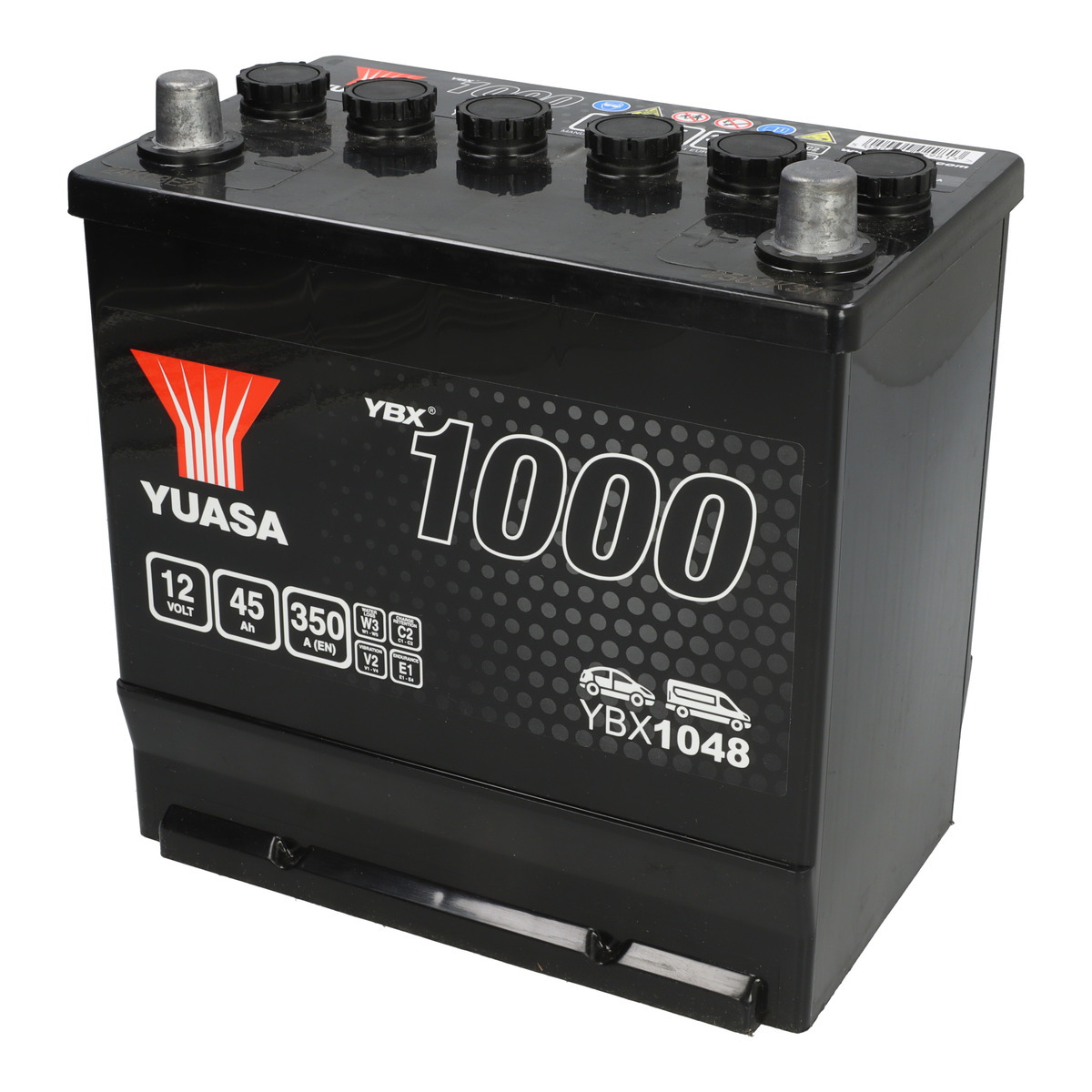 Акумулятор YUASA 12В 45Агод./350А YBX1000 CaCa (R+ стандартні клеми) 220x135x225 (пусковий) фото 5