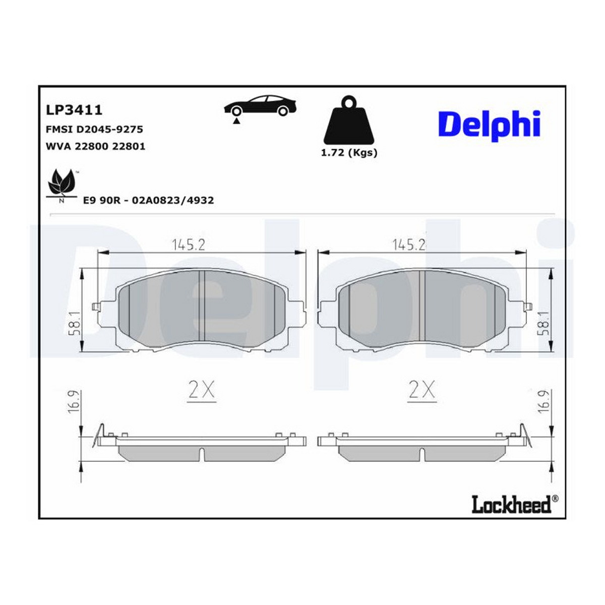 Комплект гальмівних колодок передн , SUBARU CROSSTREK, FORESTER, IMPREZA, OUTBACK, XV 1.6-2.5 10.16- фото 5