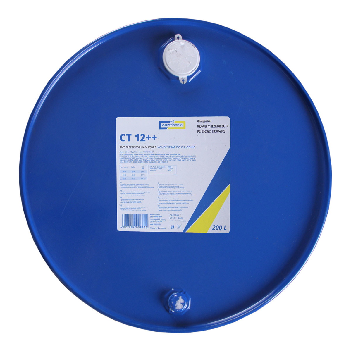 Концентрат антифризу (тип охолоджувача G12++/G40) (200L, 1:1=-37°C), Si-OAT, фіолетовий, стандартний: AFNOR NF R 15-601 TYPE 1, AS 2108-2004, ASTM D3306, ASTM D4340, BS 6580, China GB 29743-2013, CUMM фото 3