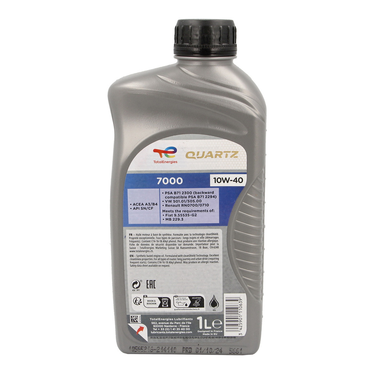 Моторна олива Quartz (1L) 10W40 , FIAT 9.55535 G2, MB 229.3, PSA B71 2294, PSA B71 2300, RENAULT RN 0710, VW 501.01, VW 505.00 фото 7