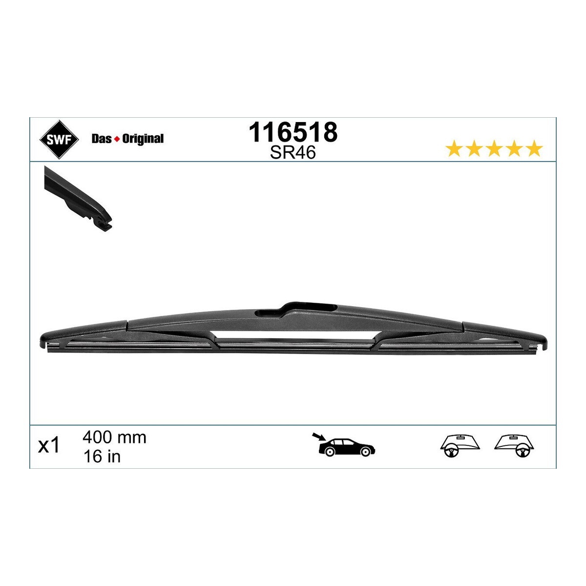 Щітка склоочисника безкаркасна задн (1шт) Visioflex 400мм VOLVO C30, CITROEN JUMPY II, FIAT SCUDO, FORD GRAND C-MAX, PEUGEOT EXPERT, EXPERT TEPEE, TOYOTA PROACE 10.06- фото 6