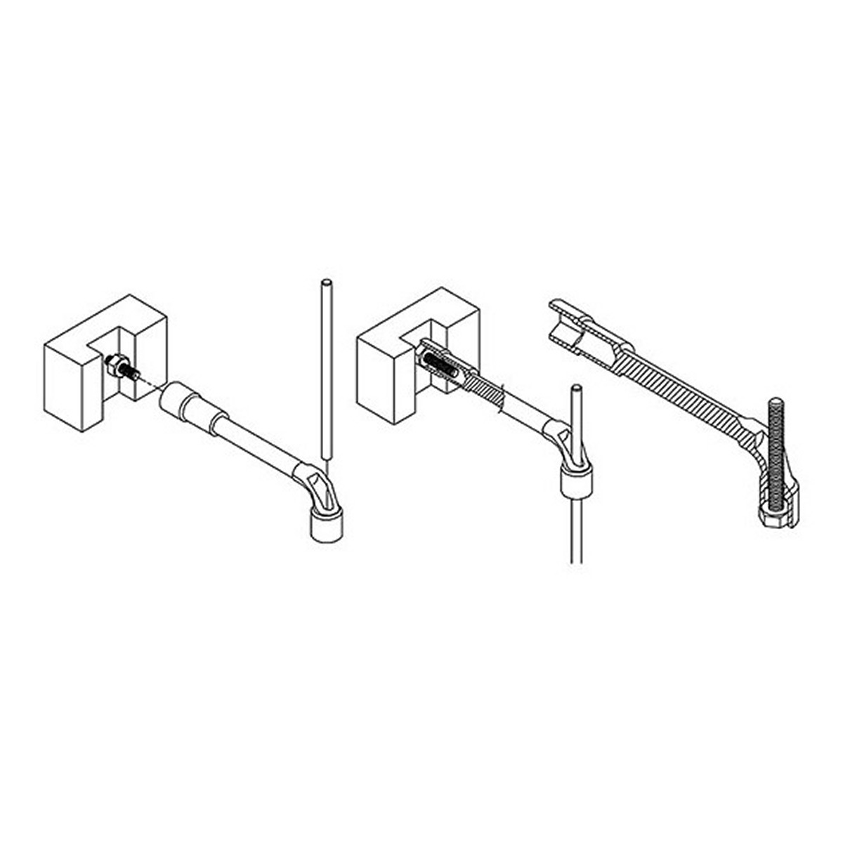 (EN) Angled socket wrench двосторонній, прохідний 12-кутна / 6-кутна, L, 7 мм