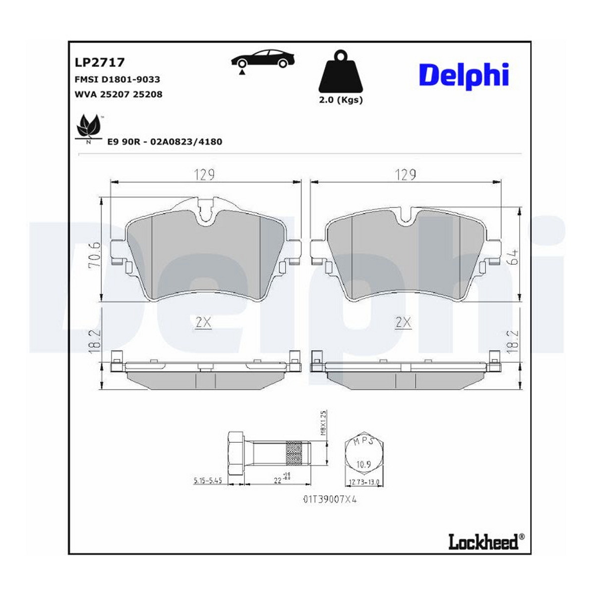 Комплект гальмівних колодок передн , BMW 2 (F45), 2 GRAN COUPE (F44), 2 GRAN TOURER (F46), X1 (F48), X2 (F39), MINI (F55), (F56), (F57), CLUBMAN (F54), COUNTRYMAN (F60) 1.5-2.0D 09.13- фото 5