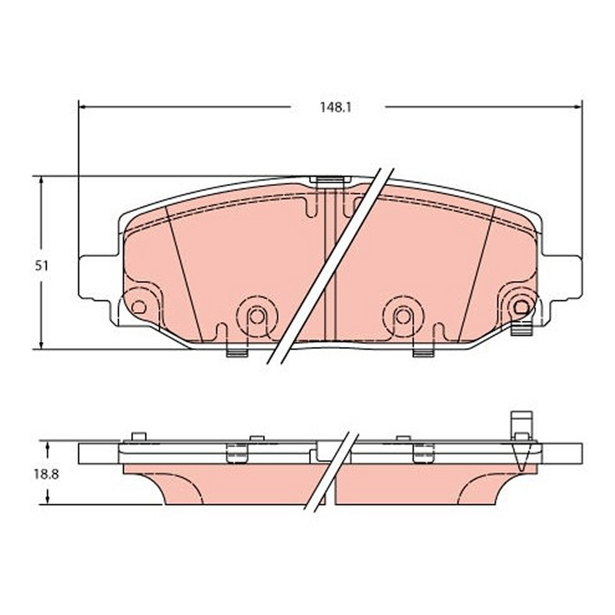 Комплект гальмівних колодок задн , JEEP WRANGLER IV 2.0-3.6 09.17- фото 3
