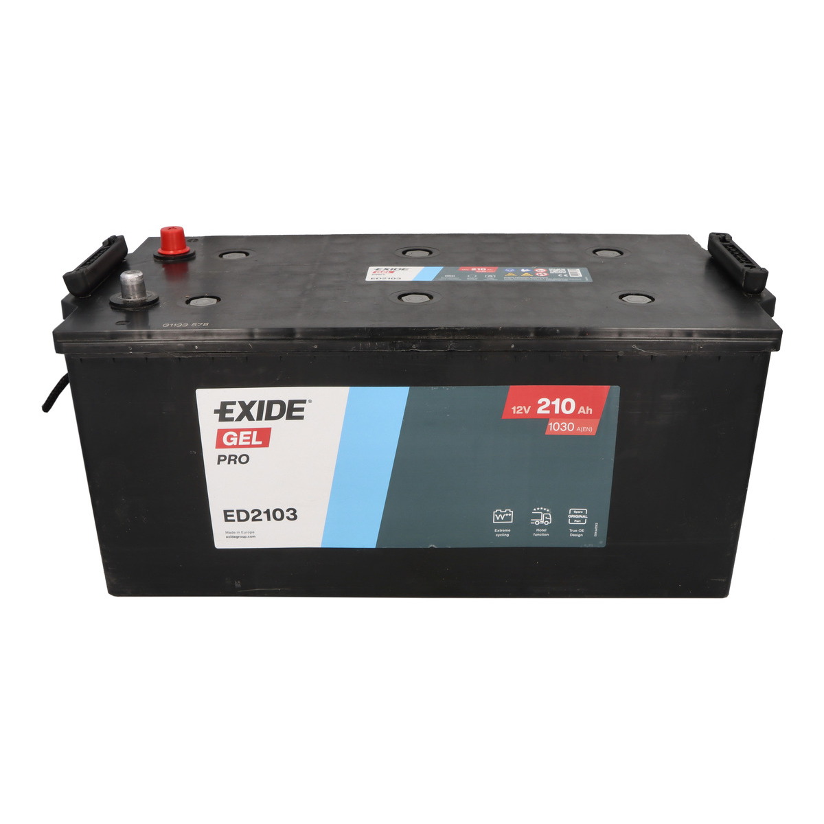 Акумулятор EXIDE 210Агод./1030А ENDURANCEPRO, GEL (L+ Стандартні клеми) 518x274x240 B00 - без монтажного фланця (Гель/Пусковий) фото 8