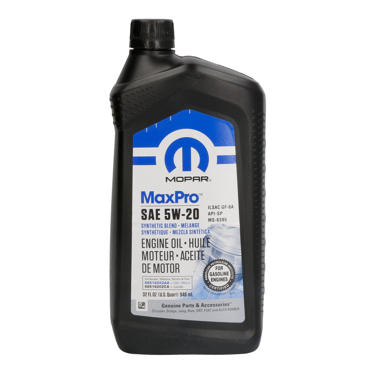 Моторна олива MaxPro (0,946L) 5W20 , ACEA B1, CHRYSLER MS-6395 фото 3