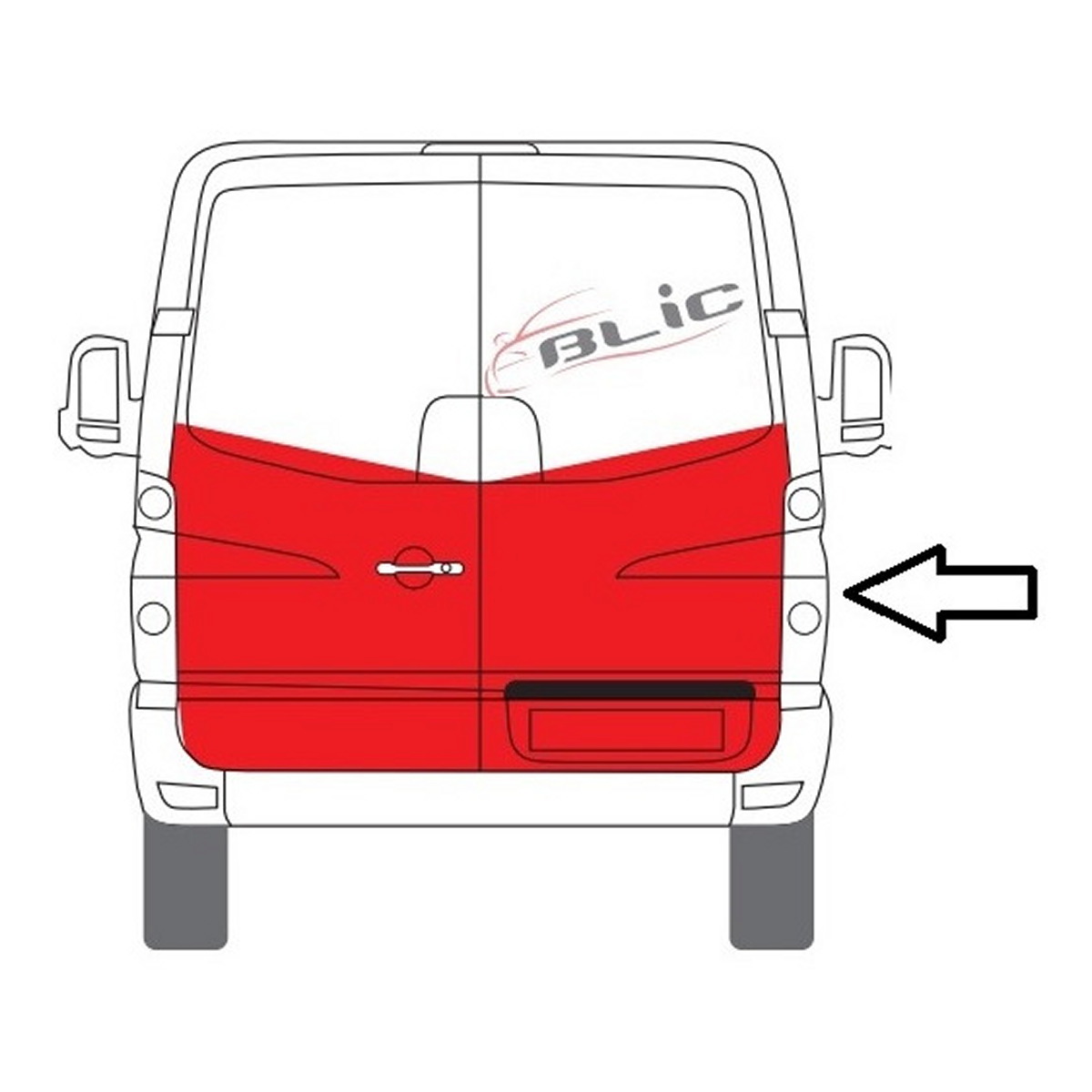 Ремонтна панель дверей задн прав (обшивка, нижня частина, 1/2 вис) MERCEDES SPRINTER 906, VW CRAFTER 2E 04.06-10.13 фото 3
