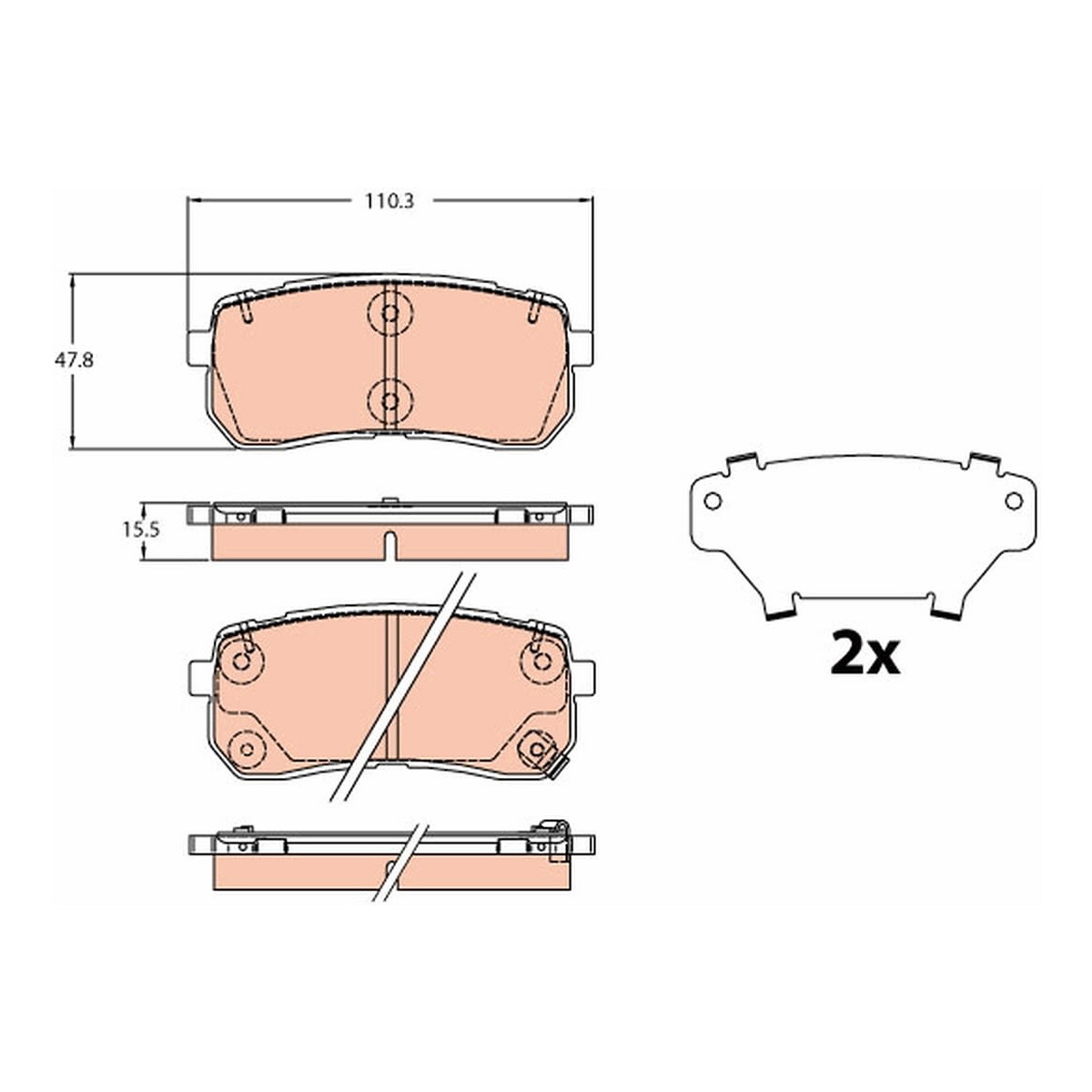 Комплект гальмівних колодок задн (з комплектуючими), HYUNDAI H-1 CARGO, KIA CARNIVAL II, SORENTO III 2.0D-3.5 10.01- фото 3