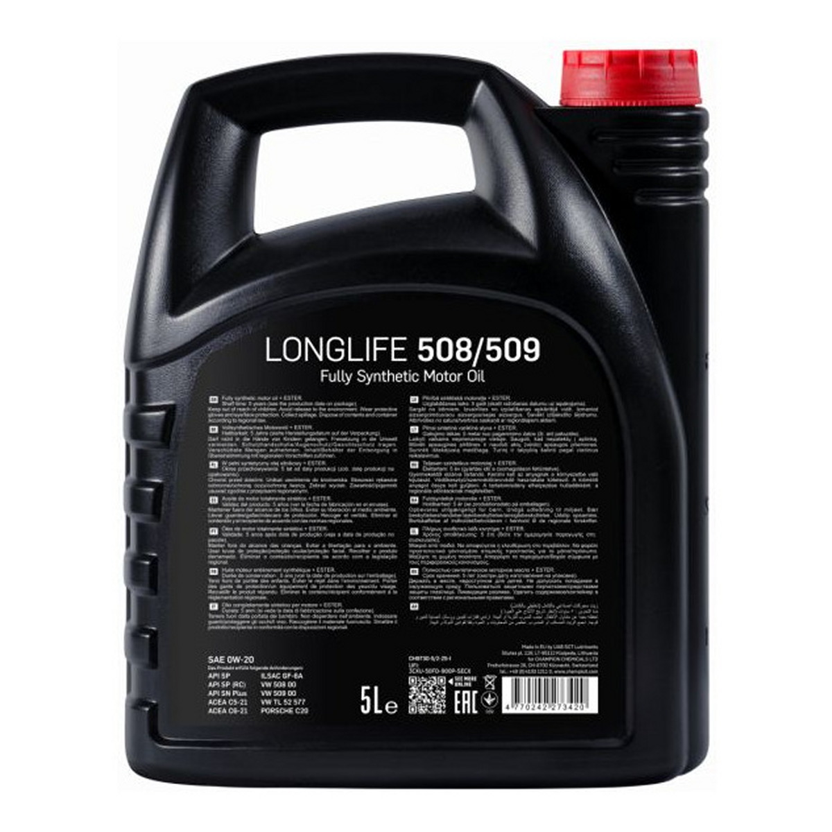 Моторна олива (5L) 0W20 ,API ILSAC GF-6A, RC, SN+, SP, ACEA C5-21, C6-21, PORSCHE C20, VW 508.00, VW 509.00, VW TL 525 77 фото 3