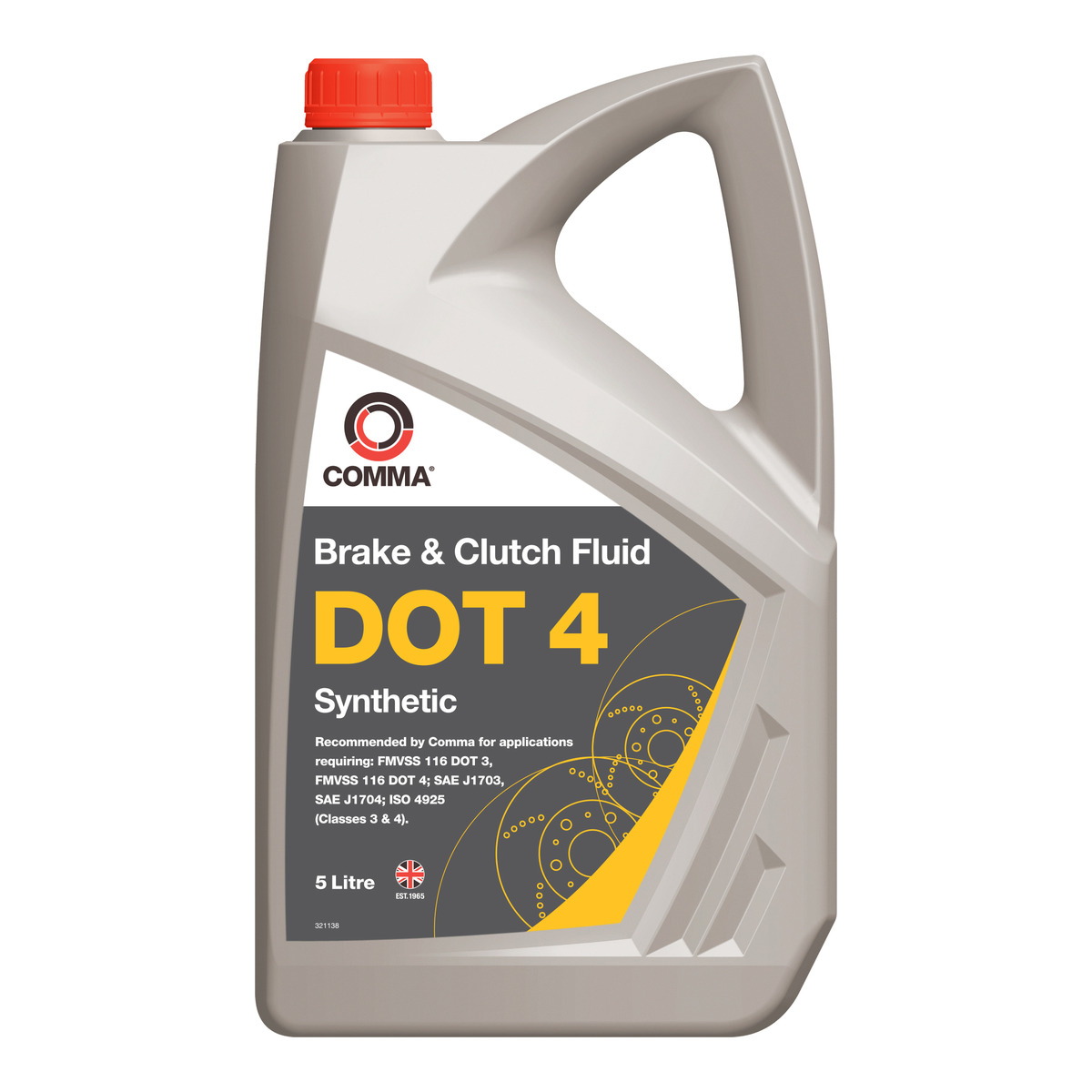 Гальмівна рідина DOT4 (5L) [сухість: 270°C, вологість: 160°C, в'язкість: 1350мм²/с] SAE J1703, ISO/DIN 4925 фото 3