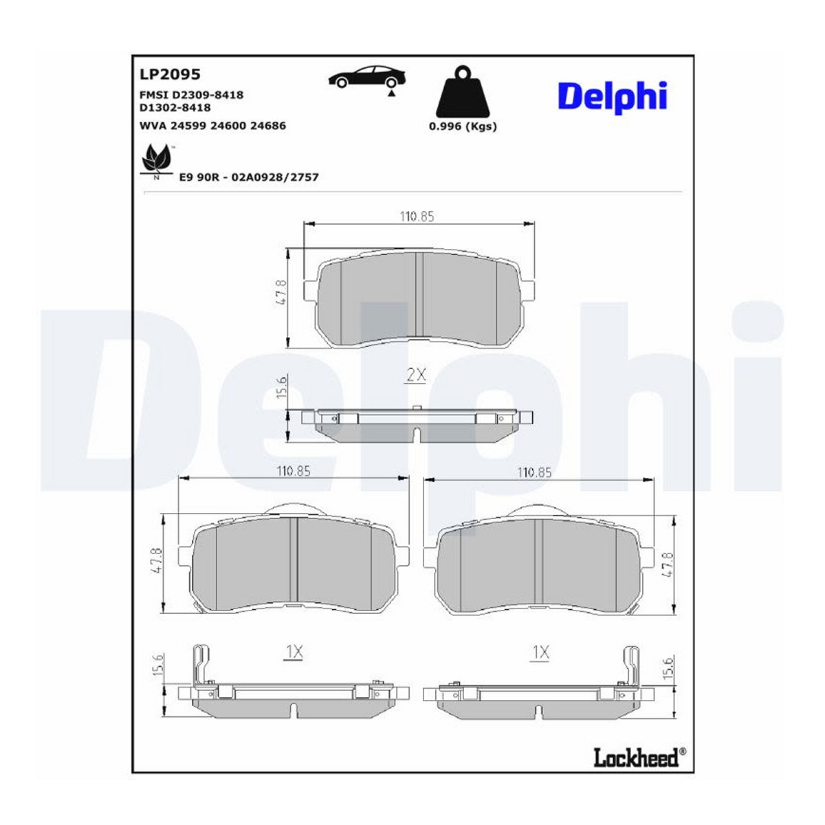 Комплект гальмівних колодок задн , HYUNDAI H-1 CARGO, H-1 TRAVEL, IX55, KIA CARNIVAL II, CARNIVAL III, SORENTO III, MAZDA CX-30 2.0D-3.8 10.01- фото 6